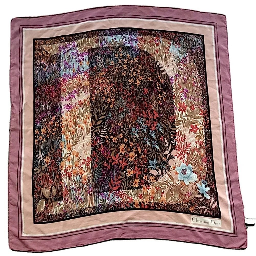 🎆very RARE Vintage CHRISTIAN DIOR silk scarf made in France